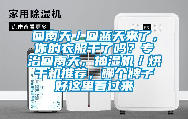 回南天／回藍天來了，你的衣服干了嗎？專治回南天，抽濕機／烘干機推薦，哪個牌子好這里看過來